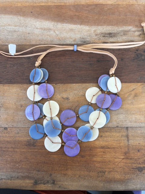 Tagua Button Necklace (Earth Tones, Blues, Purples, or Multicolored)