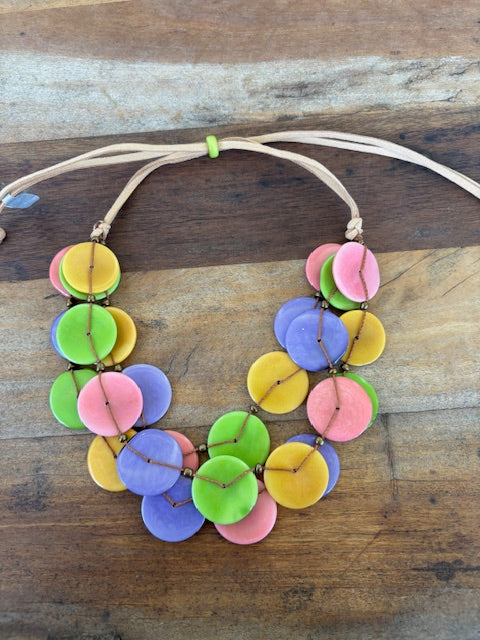 Tagua Button Necklace (Earth Tones, Blues, Purples, or Multicolored)