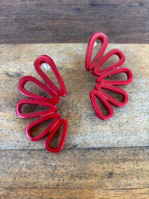 Tagua Petals Post Earrings (Red, Purple, or Black)