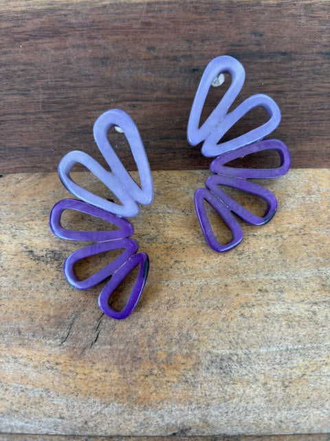 Tagua Petals Post Earrings (Red, Purple, or Black)