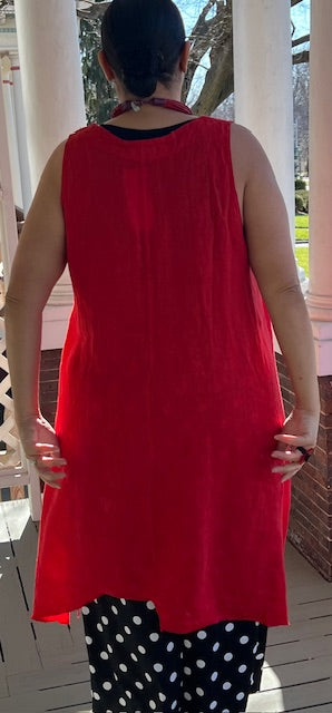 100% Linen Layers Tank Dress (Red or White)