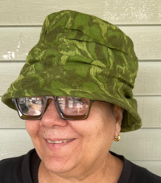 DTH Silk Rouched Hat - Green Forest