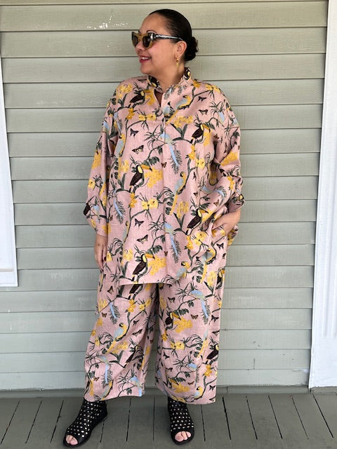 DTH 100% Linen Toucan Carmen Top