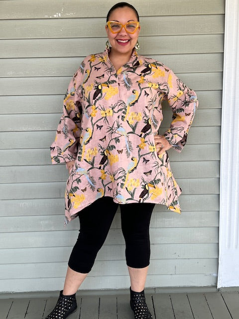 DTH 100% Linen Toucan Carmen Top