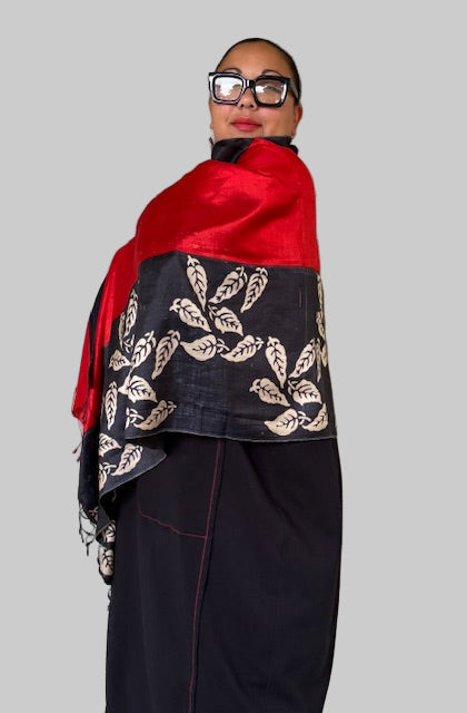 Red Trimmed Mulberry Silk Scarf