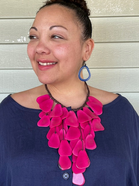 Geometric Magenta Tagua Necklace
