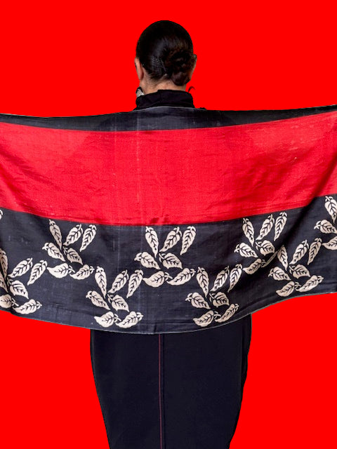 Red Trimmed Mulberry Silk Scarf