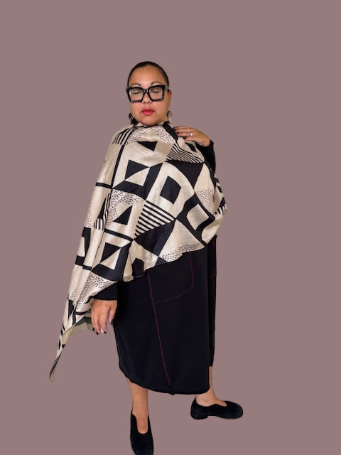 Geometric Mulberry Silk Scarf