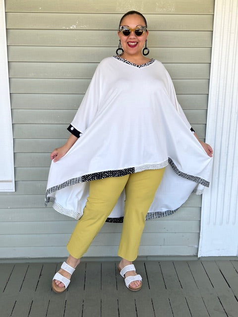 DTH White Pima Cotton Hi Lo Top (Black Trim or Color Trim)