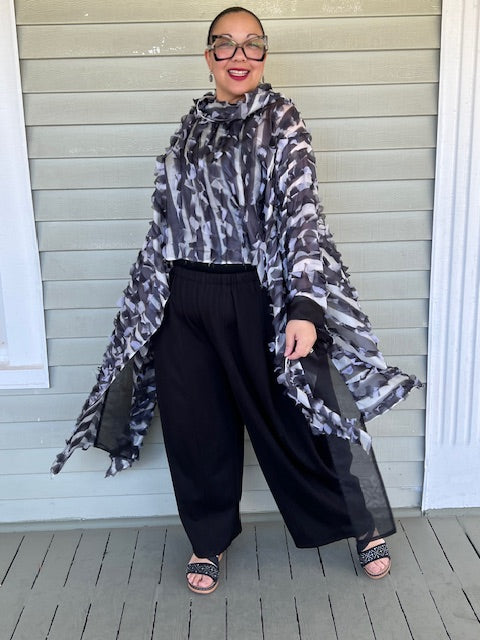 DTH 100% Silk Feathered Waterfall Top