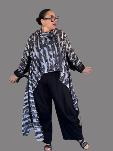 DTH 100% Silk Feathered Waterfall Top