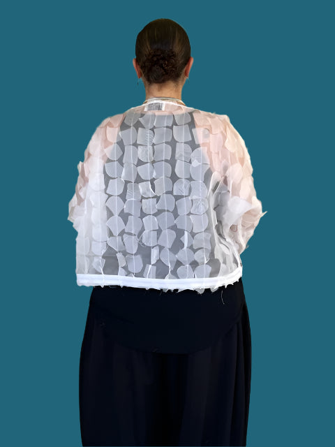 DTH 100% Silk Organza Feathered Crop Top