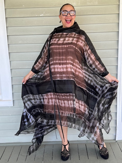 DTH 100% Silk Organza Long Hand Dyed Overlay