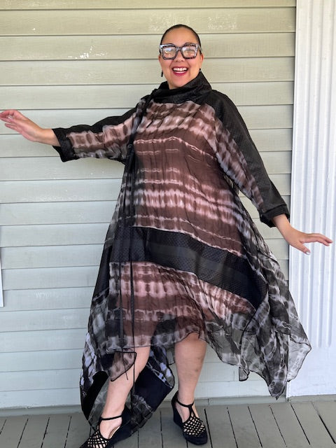 DTH 100% Silk Organza Long Hand Dyed Overlay
