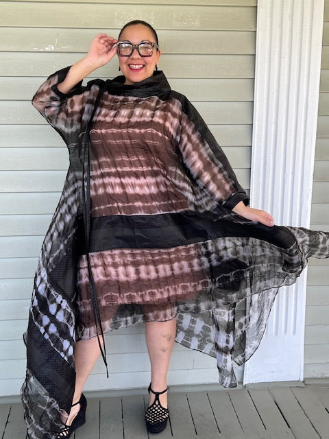 DTH 100% Silk Organza Long Hand Dyed Overlay