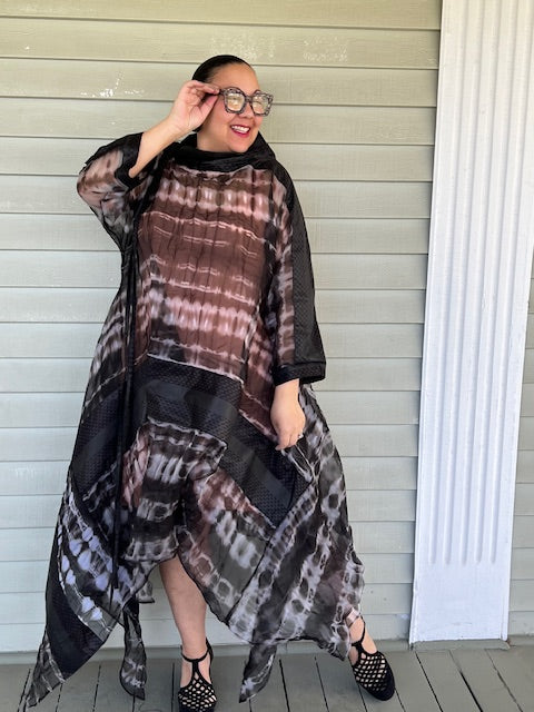 DTH 100% Silk Organza Long Hand Dyed Overlay