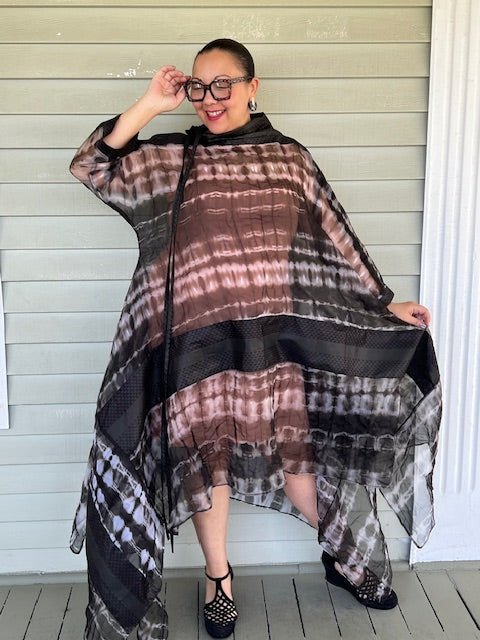 DTH 100% Silk Organza Long Hand Dyed Overlay
