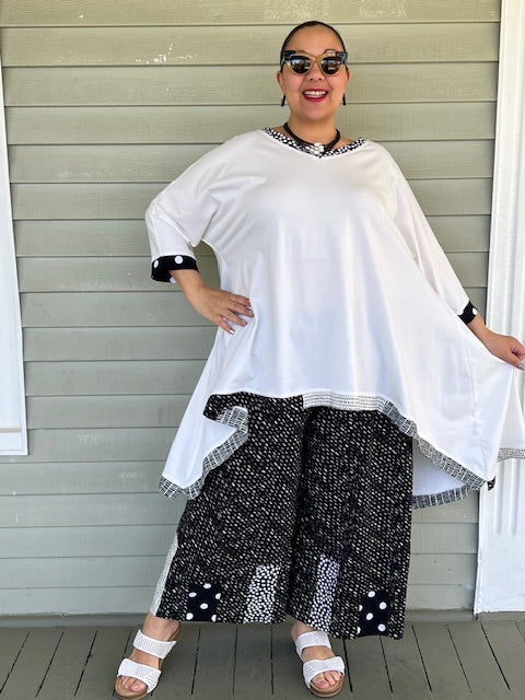 DTH White Pima Cotton Hi Lo Top (Black Trim or Color Trim)