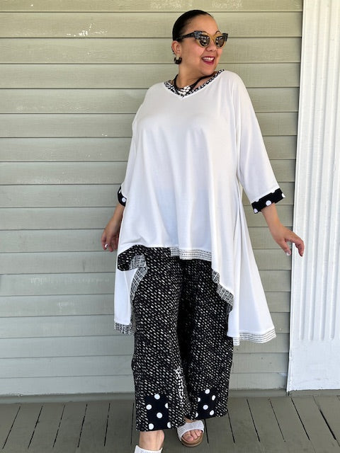 DTH White Pima Cotton Hi Lo Top (Black Trim or Color Trim)