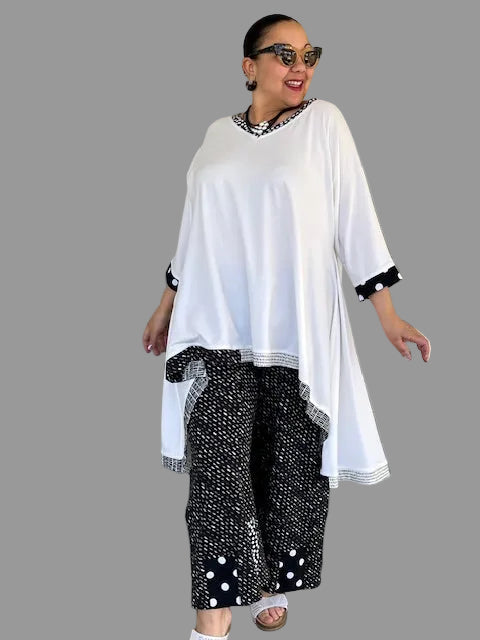 DTH White Pima Cotton Hi Lo Top