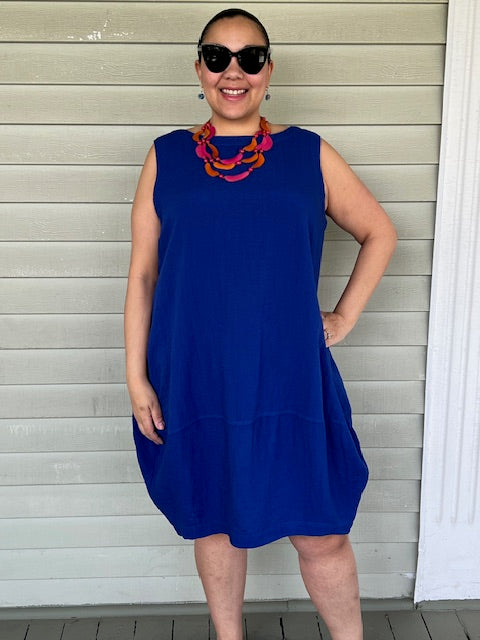 Eleven Stitch Bubble Dress (Marine Blue)