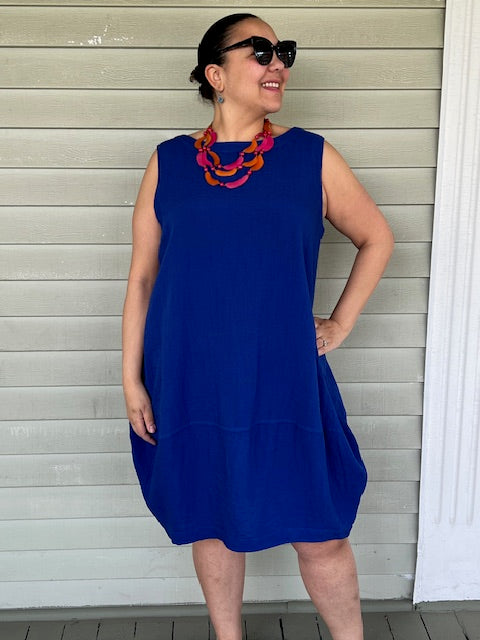 Eleven Stitch Bubble Dress (Marine Blue)