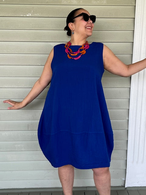 Eleven Stitch Bubble Dress (Marine Blue)