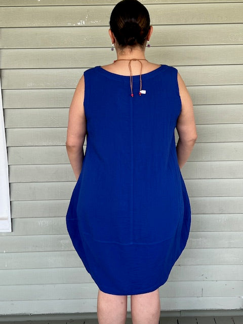 Eleven Stitch Bubble Dress (Marine Blue)