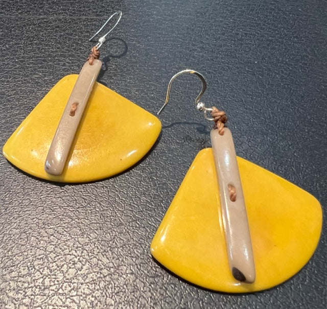 Tagua Nut Fan Earrings - (3 Color Options)