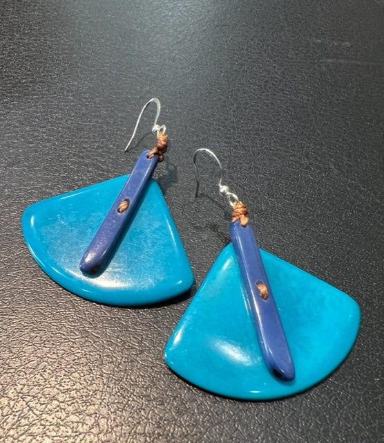 Tagua Nut Fan Earrings - (3 Color Options)