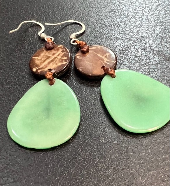 Double Tagua Nut Earrrings (5 Color Options)