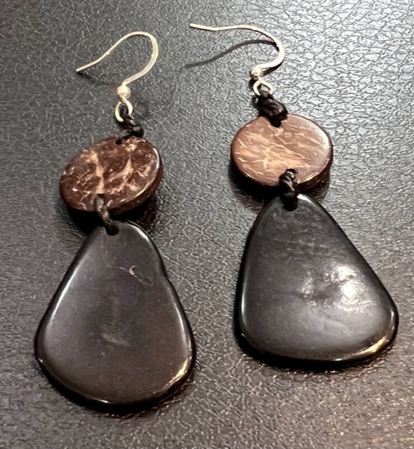 Double Tagua Nut Earrrings (5 Color Options)