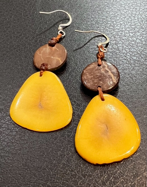 Double Tagua Nut Earrrings (5 Color Options)