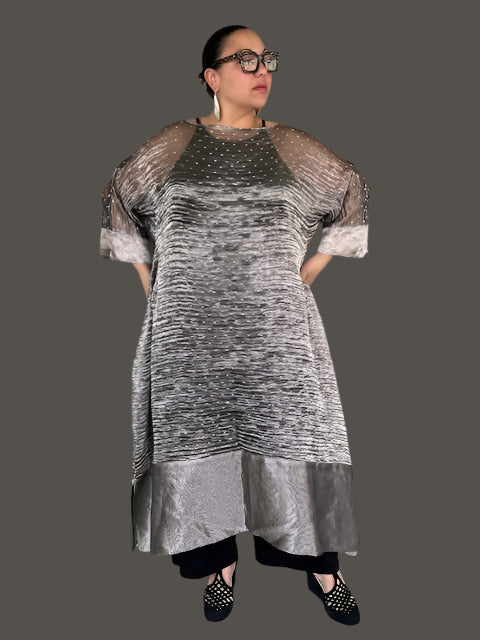 DTH Metallic Crush Organza Long Overlay