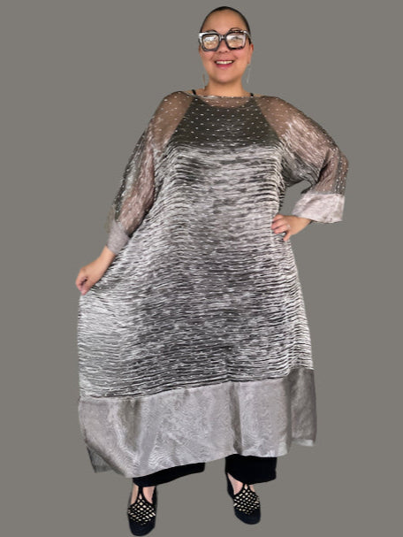 DTH Metallic Crush Organza Long Overlay