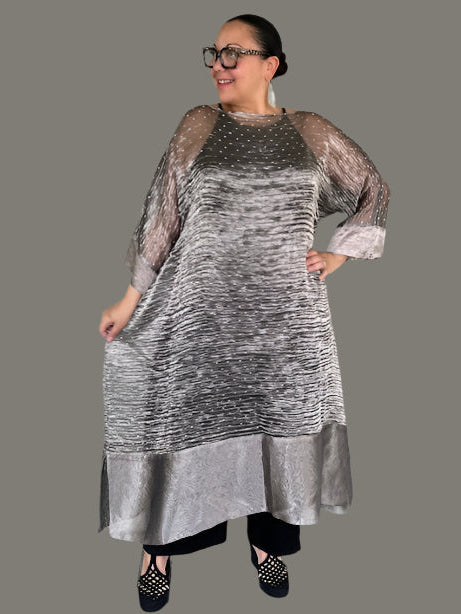 DTH Metallic Crush Organza Long Overlay