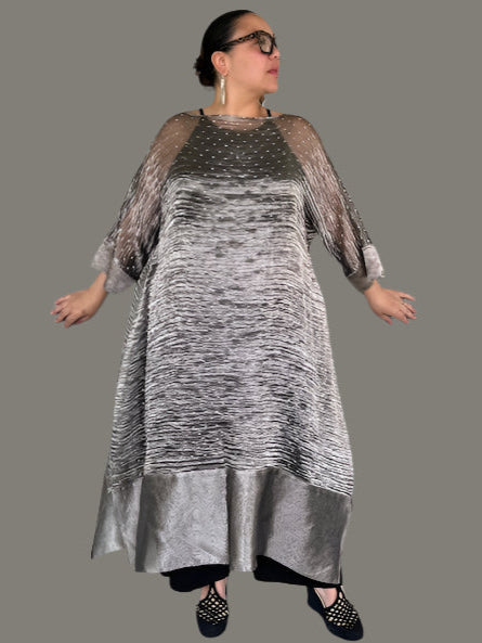 DTH Metallic Crush Organza Long Overlay