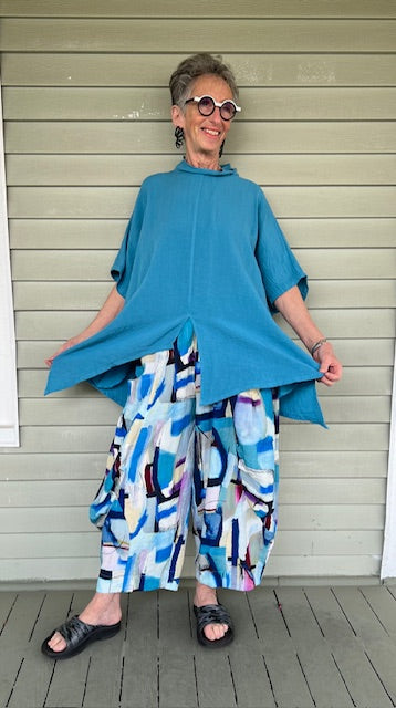 Eleven Stitch Asymmetrical Top (Red, Galaxy, Botanical, Aegean Blue, or Rain Forest)