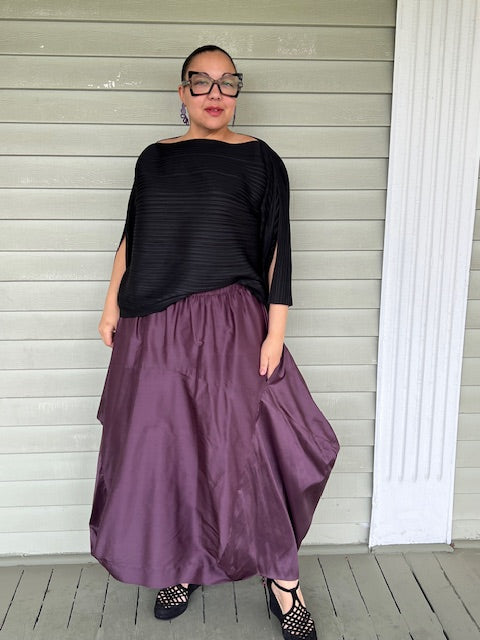 DTH Architect Skirt in 100% Shantung Silk (Eggplant)