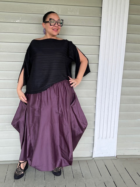 DTH Architect Skirt in 100% Shantung Silk (Eggplant)
