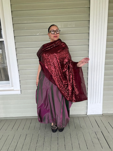 DTH Architect Skirt in 100% SilkTaffeta (Chartreuse, Irridescent, Burgundy, Dark Gray, Gold, Silver Gray, Black, Turmeric, Olive Gold, Navy