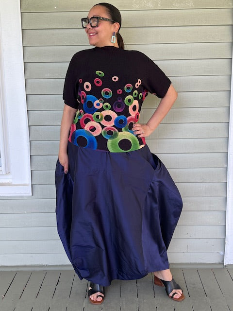 DTH Architect Skirt in 100% SilkTaffeta (Chartreuse, Irridescent, Burgundy, Dark Gray, Gold, Silver Gray, Black, Turmeric, Olive Gold, Navy