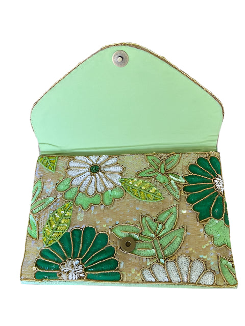 Hyacinth Sequin Clutch (Black & White or Green)