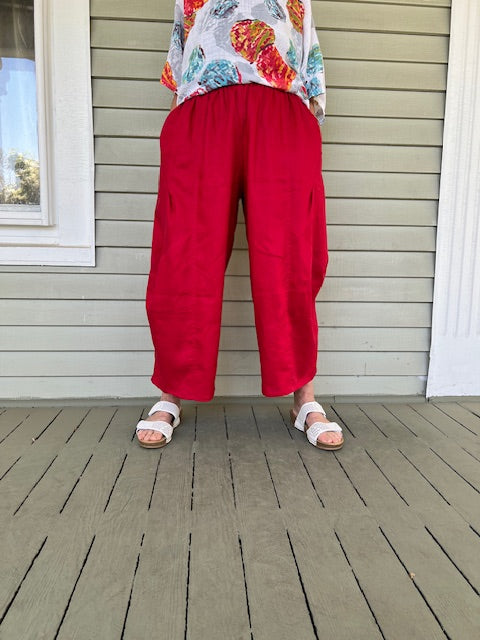 DTH Architect Pants in 100% Linen - Red