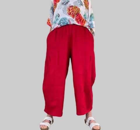 DTH Architect Pants in 100% Linen - Red