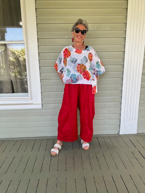 DTH Architect Pants in 100% Linen - Red