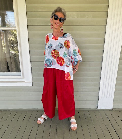 DTH Architect Pants in 100% Linen - Red