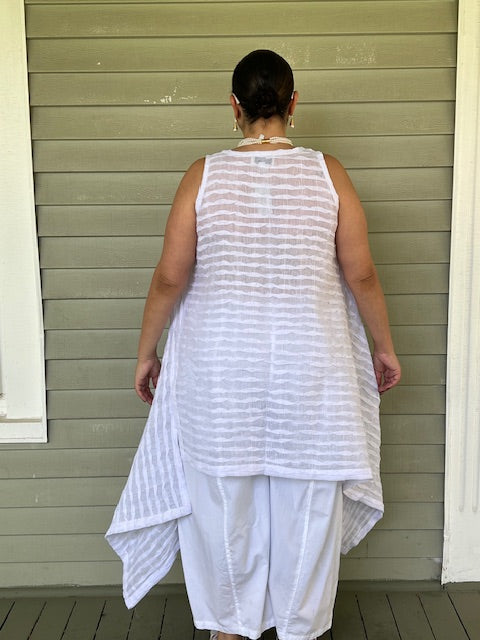 DTH White Pleated Linen Opposite Top