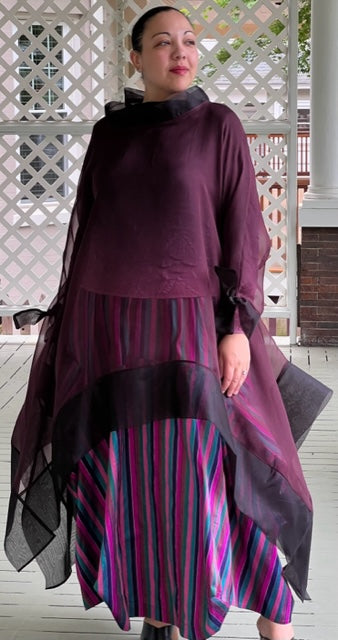 DTH 100% Silk Organza Long Tie-Back Top