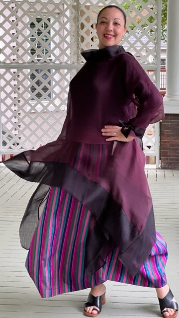 DTH 100% Silk Organza Long Tie-Back Top